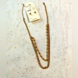 4/$25 Goldtone Necklace & Earrings Set